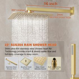 HoliSpa Gold Shower System valve and trim for durable temperature control