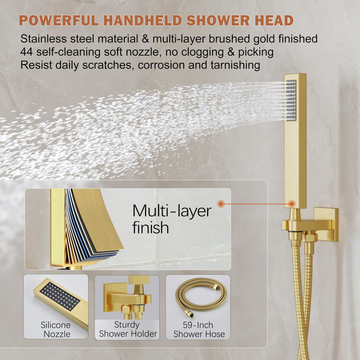 HoliSpa Gold Shower System wall-mount design for modern bathrooms