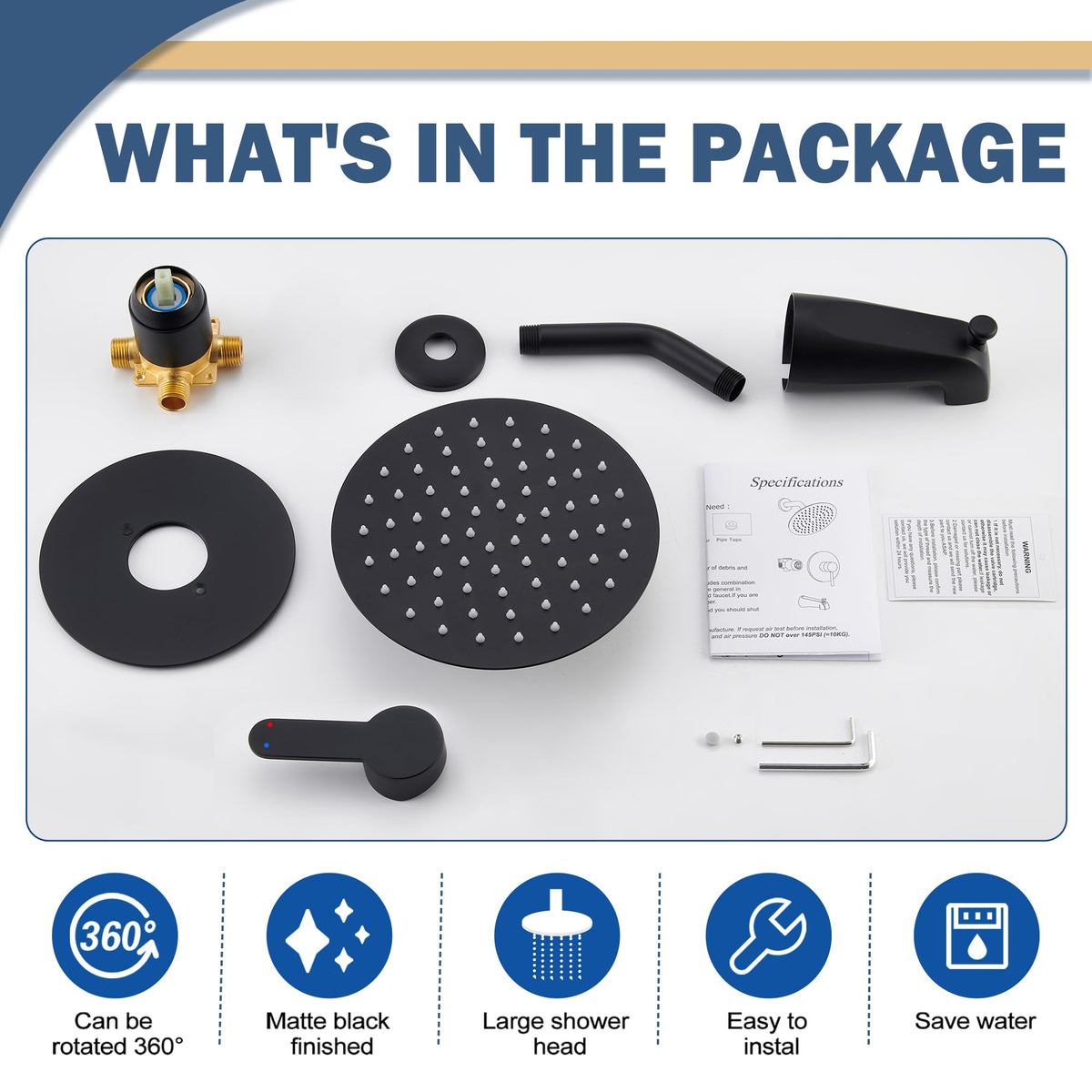 HoliSpa valve trim kit included simplifies installation.
