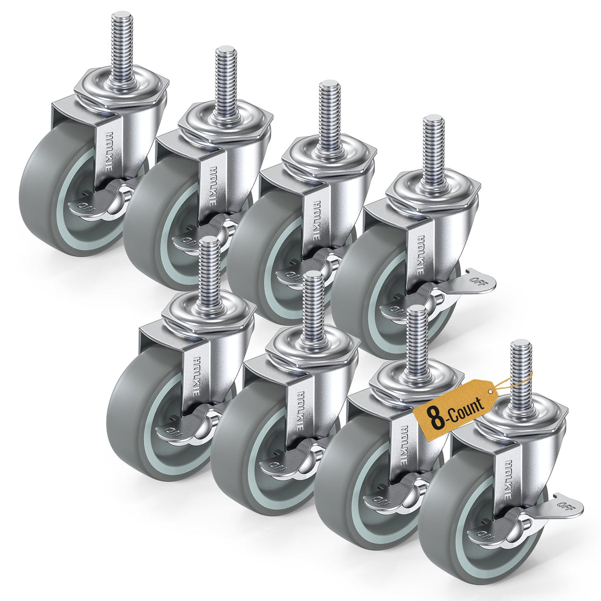 HOLKIE 3in locking stem caster for sturdy mobility.