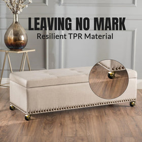 HOLKIE casters installed on sofa demonstrating smooth movement