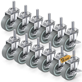 HOLKIE 3in locking caster wheels, set of 12, sturdy mobility for benches and carts.