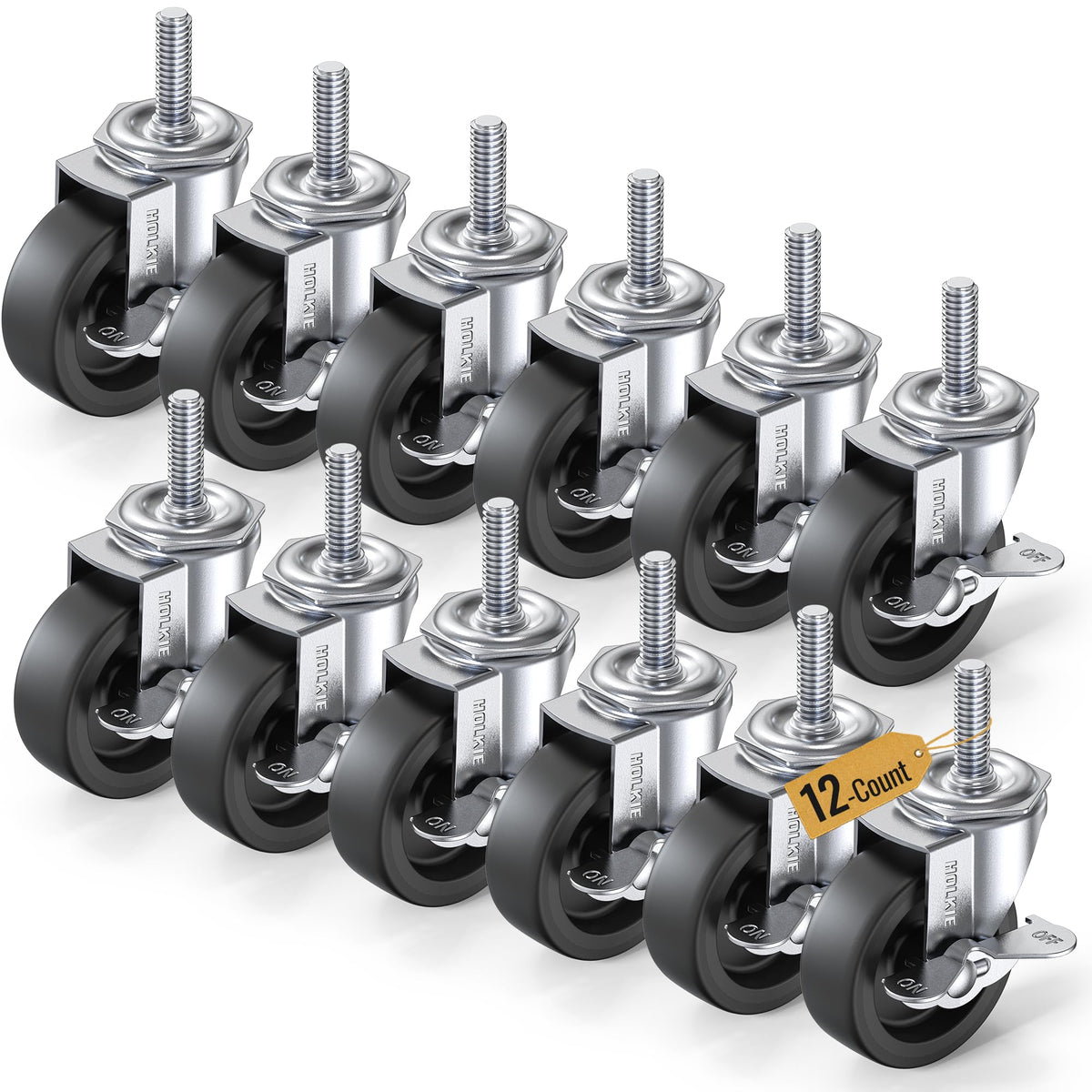 HOLKIE caster wheels 3inch set12 locking casters for sturdy, mobile storage.