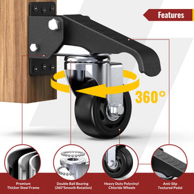 HOLKIE caster with 360-degree rotation for versatile maneuvering in tight spaces.