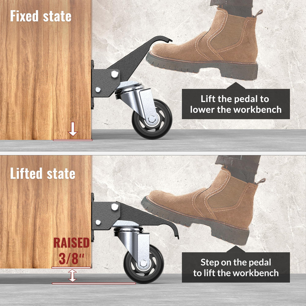 HOLKIE casters enable smooth mobility in workshops and home studios.