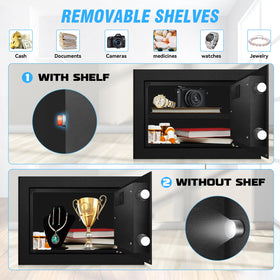 HOLOJOY interior with removable shelves adapts to documents, jewelry, electronics