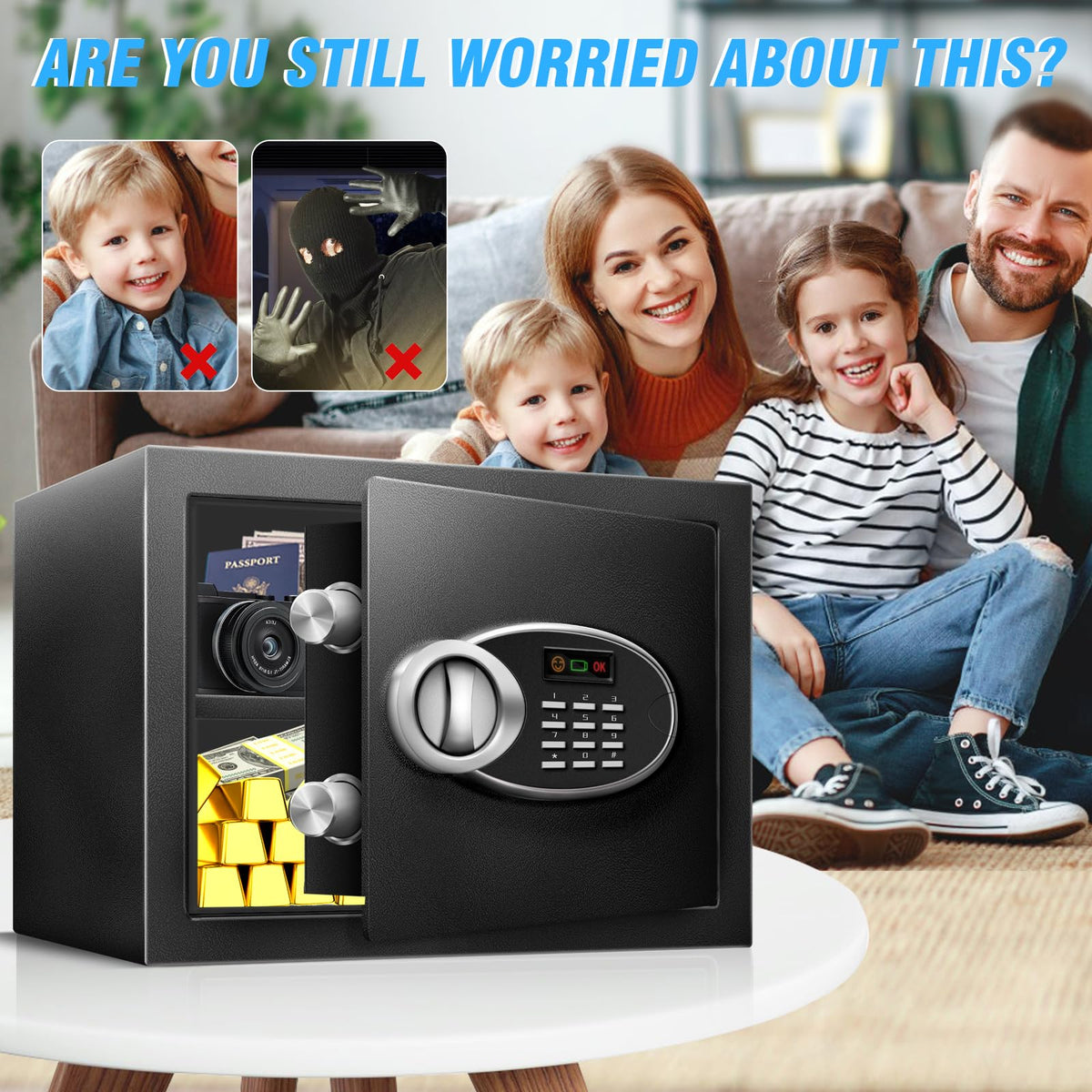 HOLOJOY safe illuminated by sensor LED for fast item locating