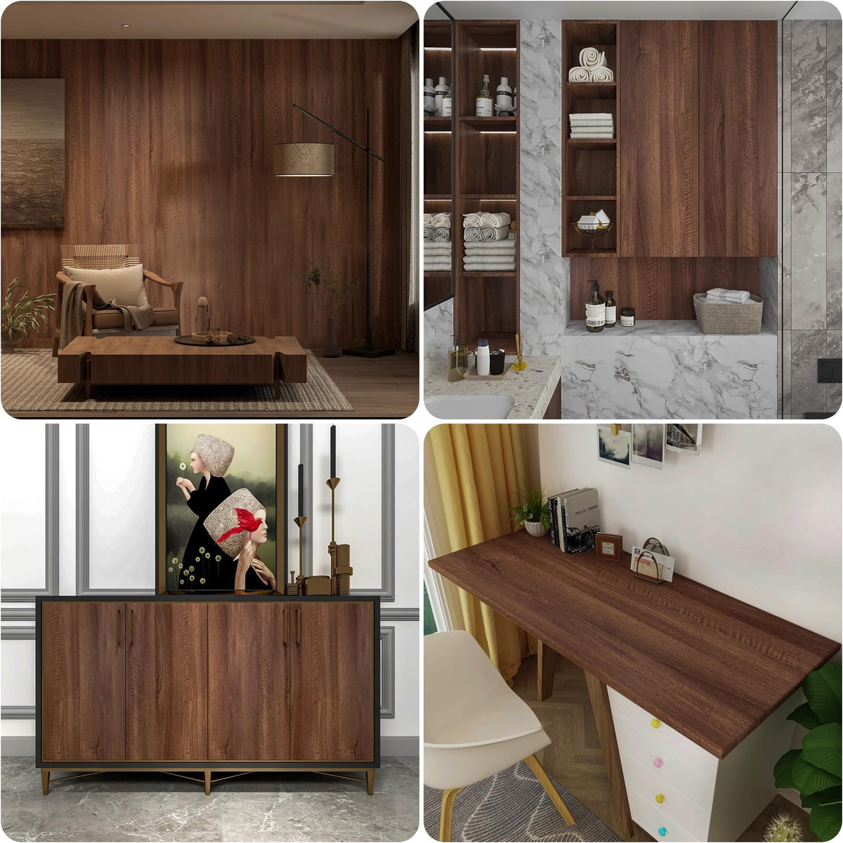 Holomey walnut wood wallpaper removal leaves no sticky residue for easy updates