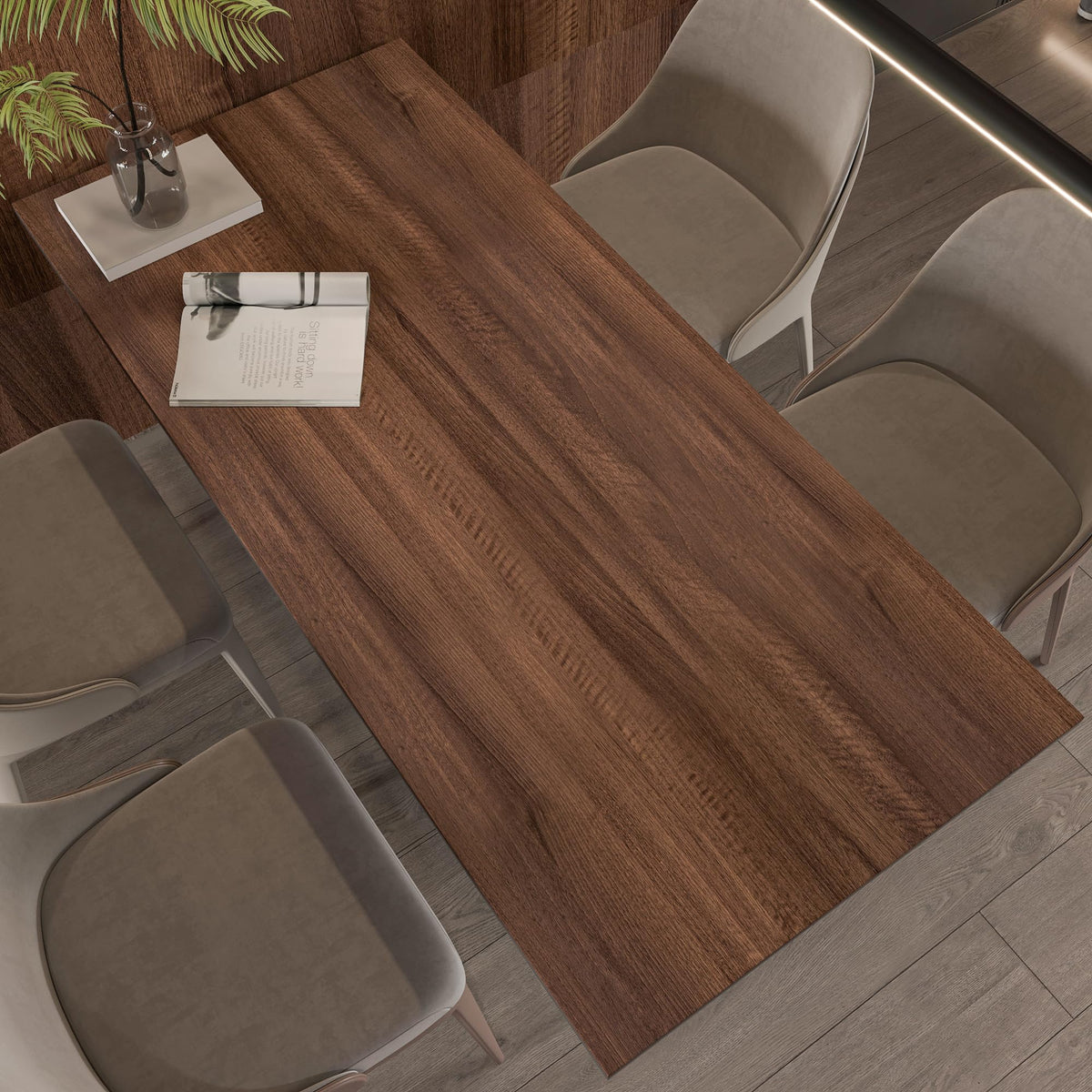 Holomey walnut wood wallpaper unrolled displaying realistic grain and matte finish