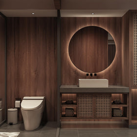 HOLOMEY walnut wood contact paper room styling with authentic grain texture.