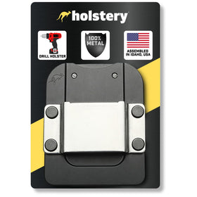 Holstery DriverMaster Pro belt clip-on shows secure drill carry for hands-free use