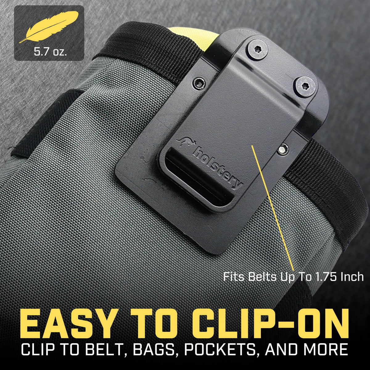 Holstery Joey Tool Belt Bag interior is bright yellow for quick visibility of tools