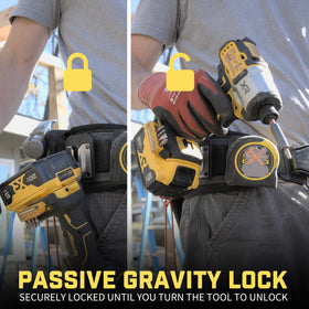 Holstery PinPal Pro drill holster keeps drill within easy reach.
