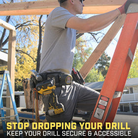 Holstery PinPal Pro gravity lock supports hands-free carrying on site.