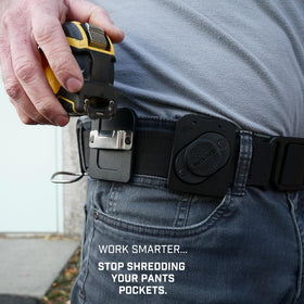 Holstery Tapemaster Pro close-up reveals sturdy clip and hardware.