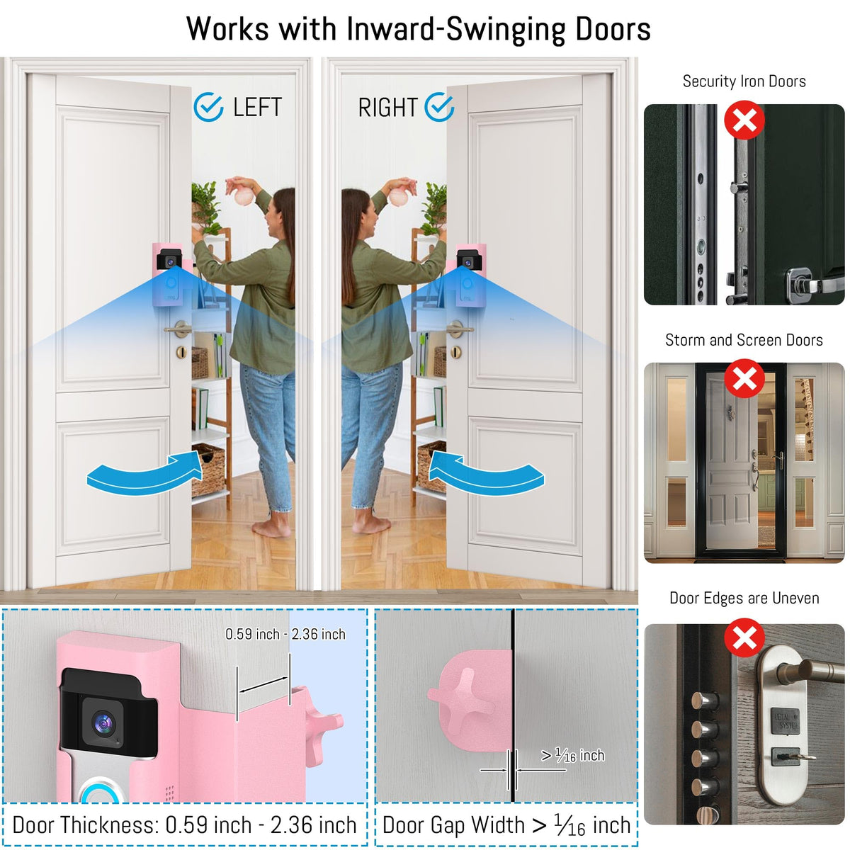 Homalor Ring Doorbell Mount Ring and Blink compatibility simplifies setup.