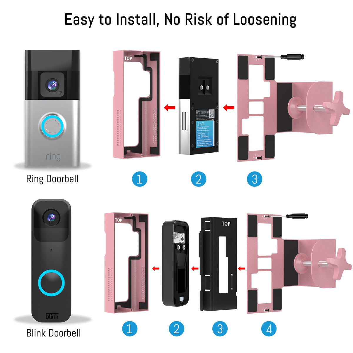 Homalor Ring Doorbell Mount stainless steel durability withstands outdoor use.
