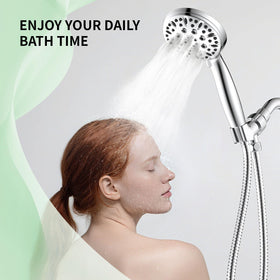 Homaqua chrome-finish handheld shower adds sleek style and easy cleaning