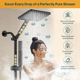 Hombeter 10-inch rain shower head provides strong spray while filtering
