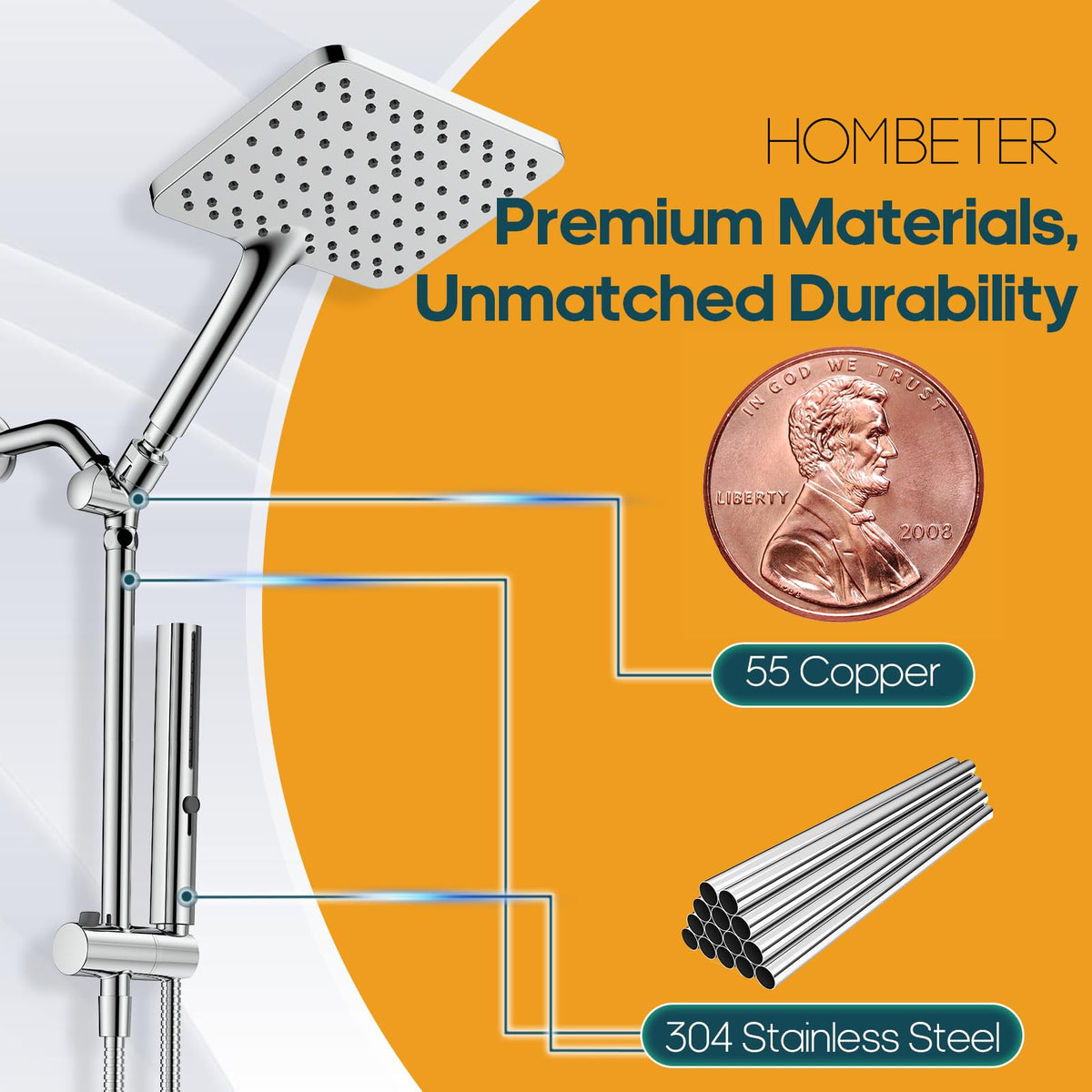 Hombeter 59-inch stainless steel hose offers flexible reach for rinsing kids or cleaning