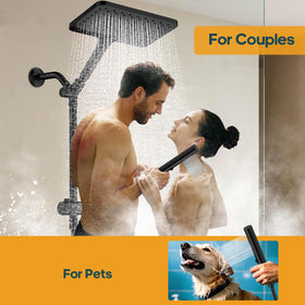 Hombeter dual system with 59-inch hose extends reach for family use.