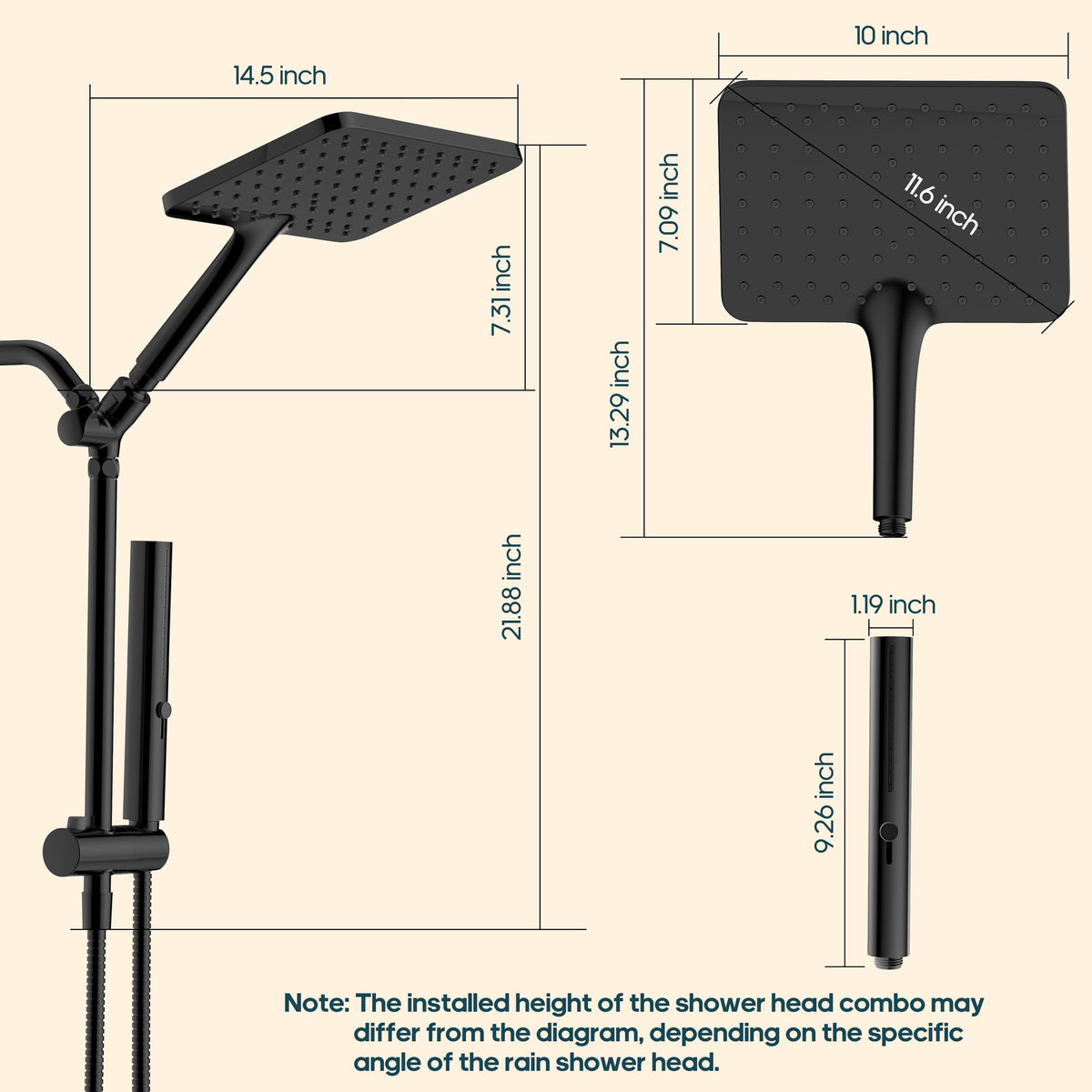 Hombeter easy-installation with G1/2 connection fits most showers without tools