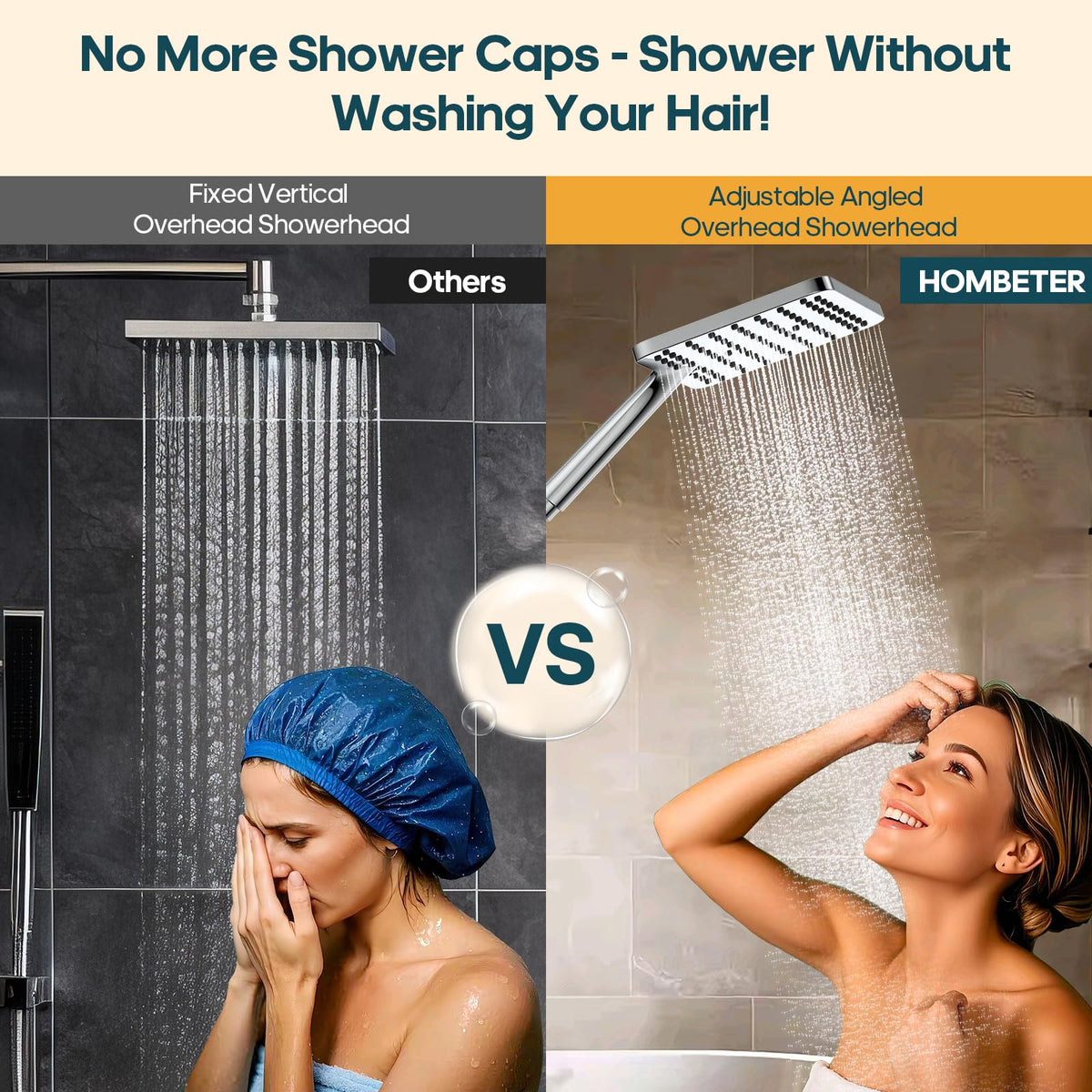 Hombeter ten-inch square rainfall panel delivering expansive coverage and spa-like feel