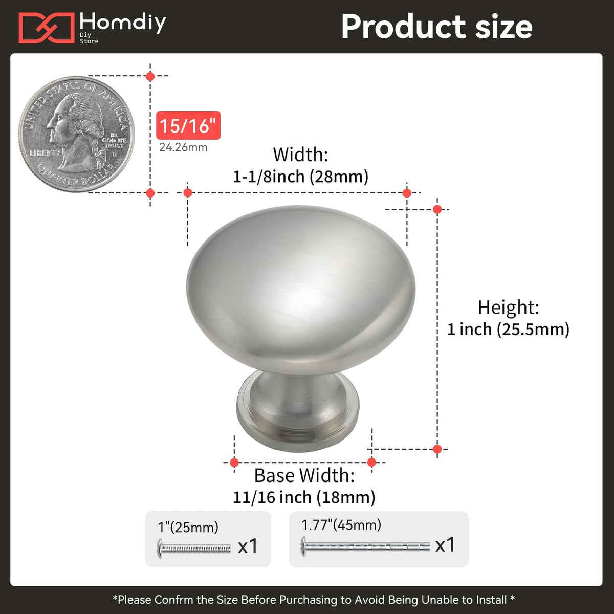 Homdiy 10-pack cabinet knobs in satin nickel for cohesive updates