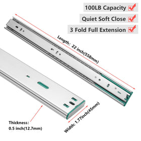 Homdiy 22in full-extension rails allow full access to drawer contents.