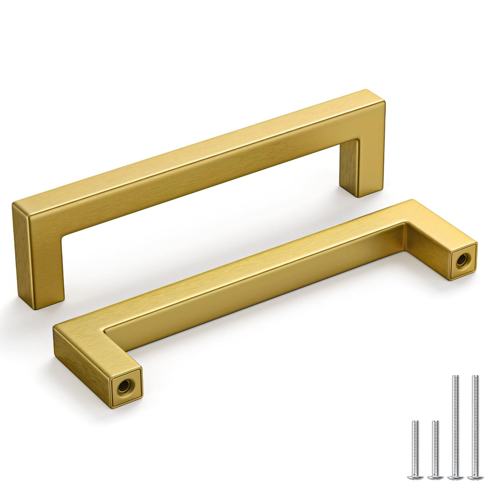 Homdiy 30-pack five-inch brushed brass cabinet handle for easy, durable updates.