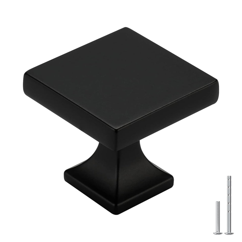 homdiy black square knob close-up showing matte finish ideal for modern cabinetry