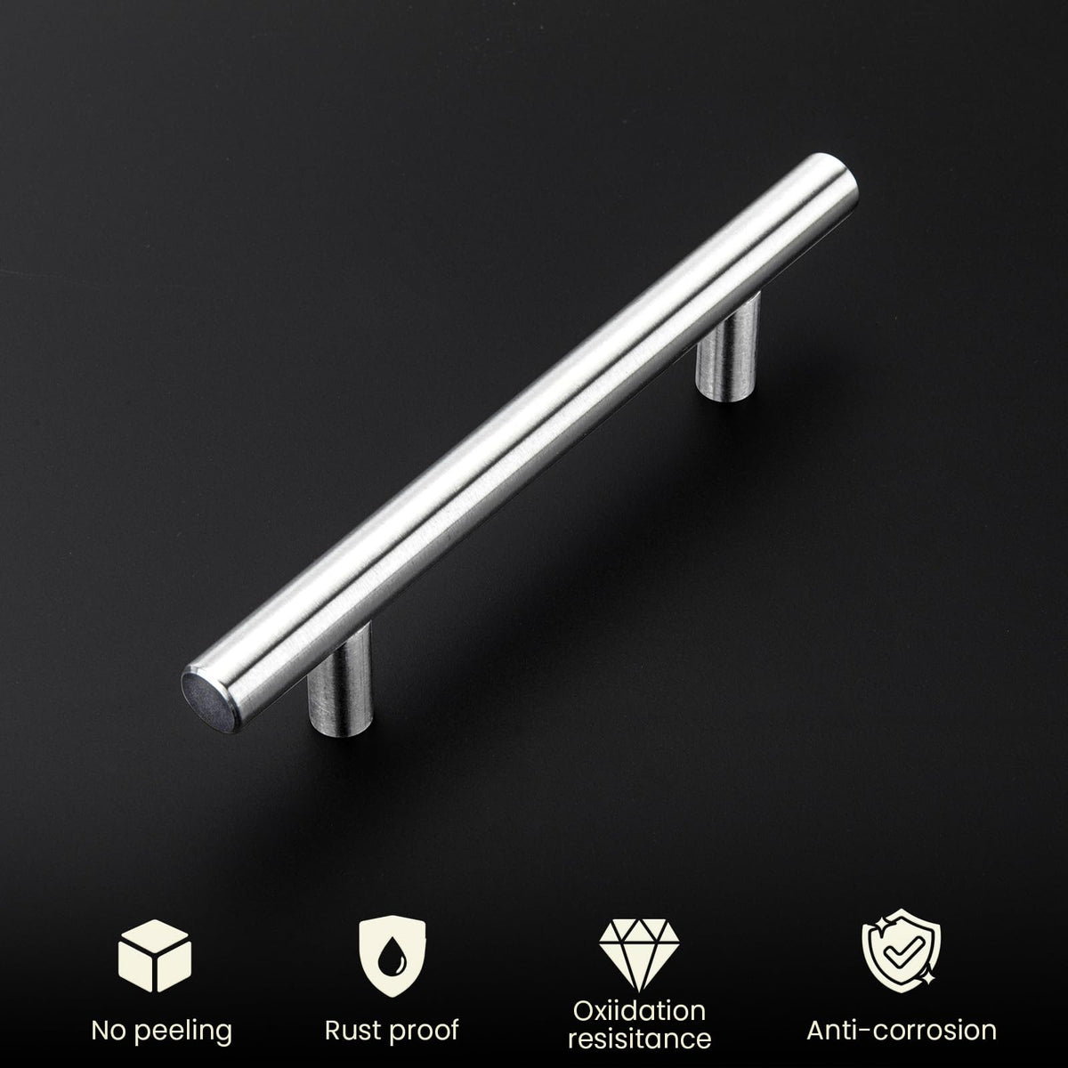 homdiy brushed nickel cabinet handle installed on a cabinet door for a refreshed look