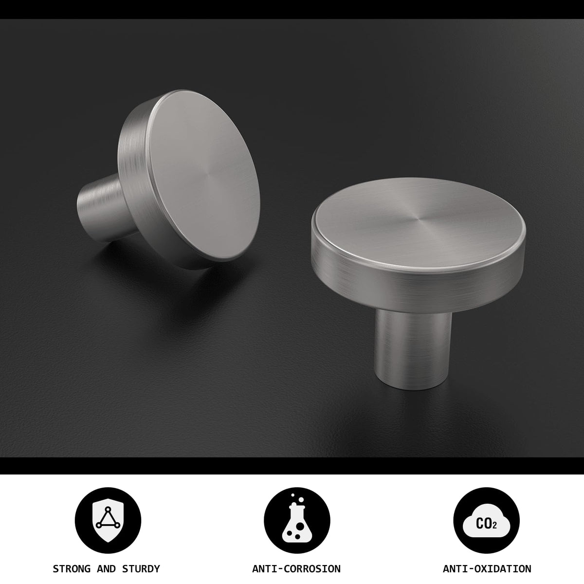Homdiy brushed nickel knob thread detail indicating sturdy mounting