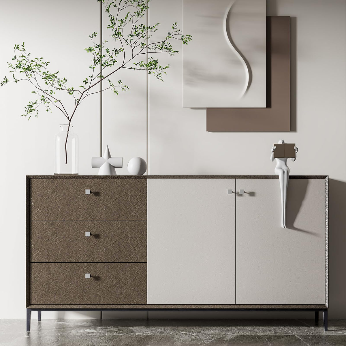 Homdiy brushed nickel knob on cabinet highlighting square design and durability