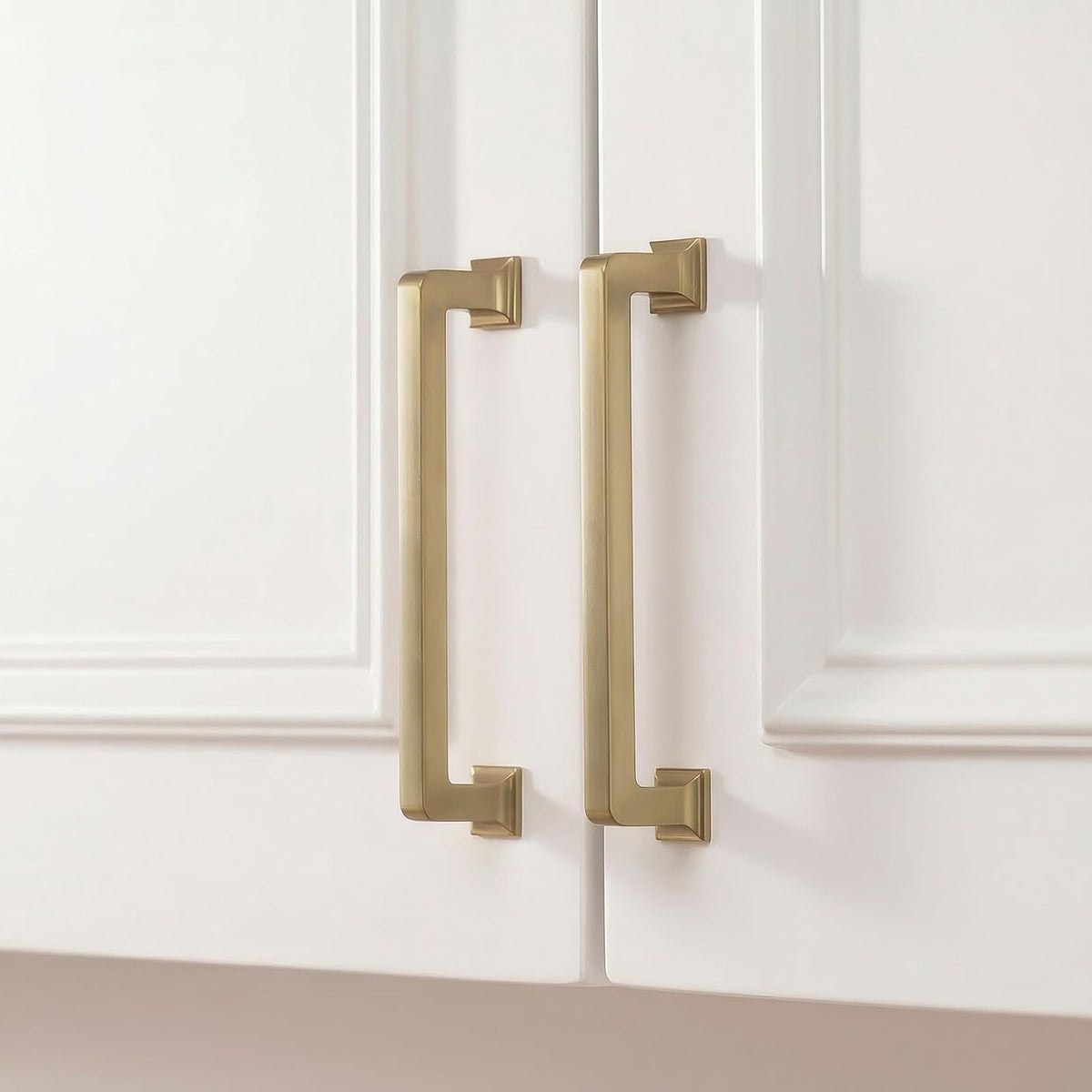 Homdiy champagne bronze cabinet pull, front view, durable zinc alloy for daily kitchen use.
