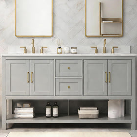 Homdiy champagne bronze cabinet pull, bathroom vanity, blends with contemporary decor.