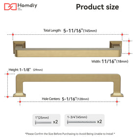 Homdiy champagne bronze cabinet pull, side profile, enhances drawers with a modern square design.