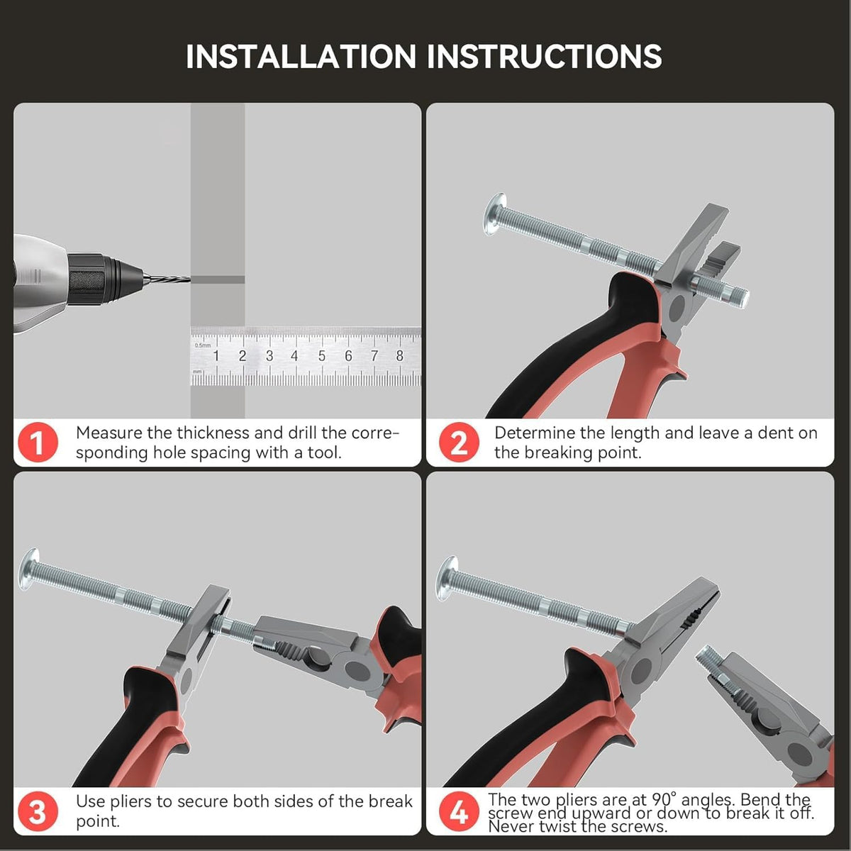 Homdiy included breakaway screws enable flexible installation