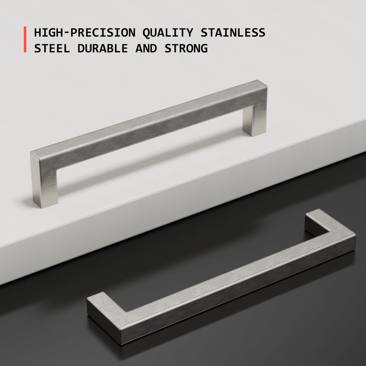 Homdiy modern dresser drawer pull in brushed nickel finish.