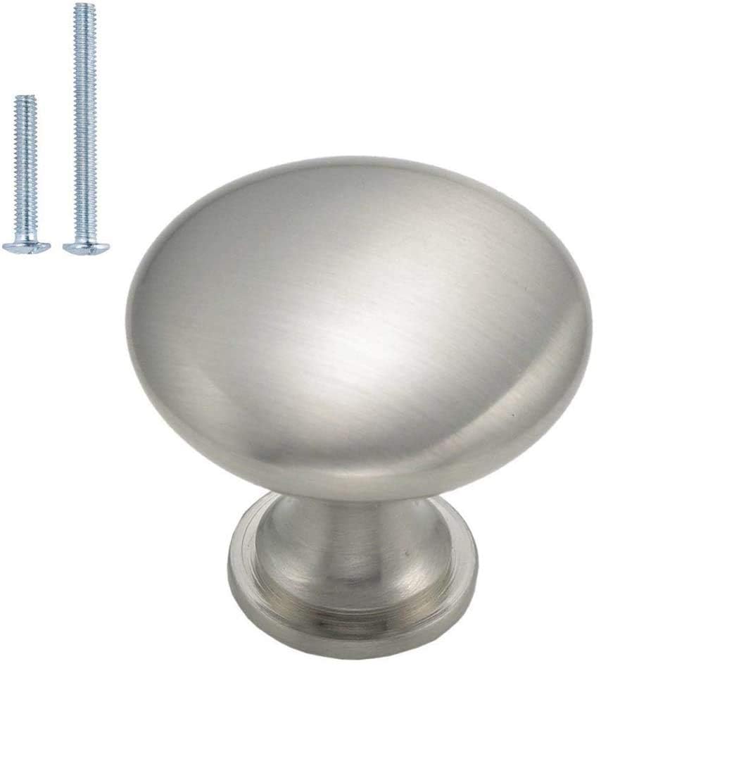Homdiy brushed nickel round knob close-up showing textured finish for cabinets