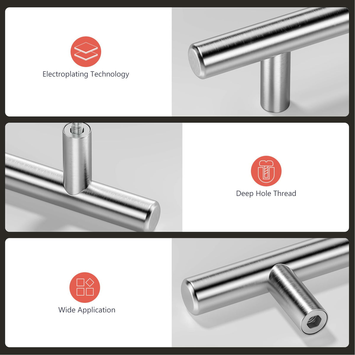Homdiy stainless steel hollow construction keeps pulls lightweight yet sturdy