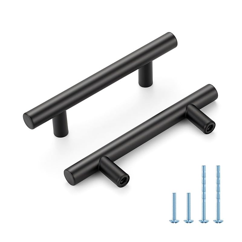 Home Edit black cabinet handles front view with sleek modern design for kitchens