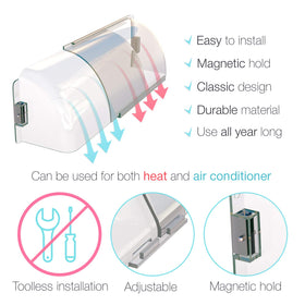 Sidewall vent installation with Home Intuition deflector improving airflow control.