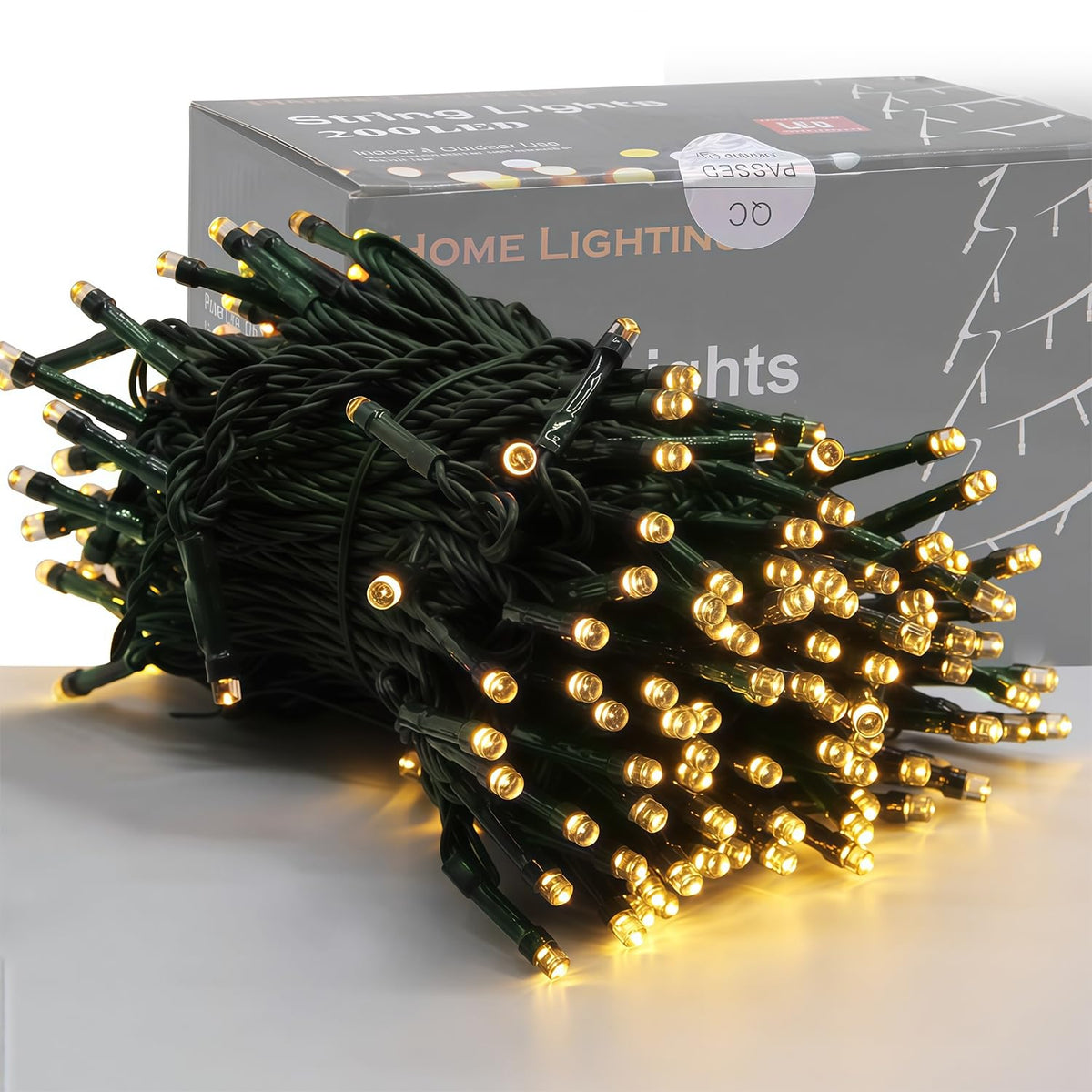 HOME LIGHTING 66ft warm white LEDs glow for festive warmth and ambience