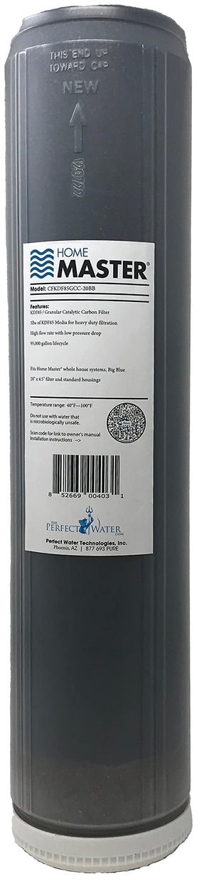 Home Master CFKDF85GCC-20BB replacement filter with KDF85 media for heavy-duty contaminant reduction.