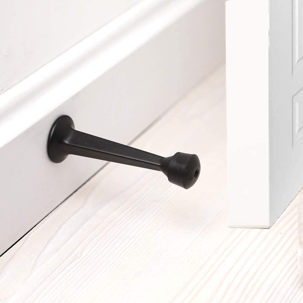 HOME MASTER HARDWARE 3-inch door stop installed on baseboard for quick protection