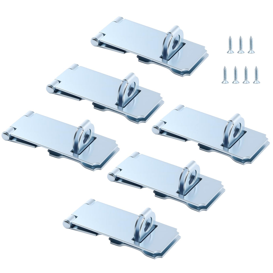 Home Master Hardware 6-pack hasp padlock ensures sturdy door security.