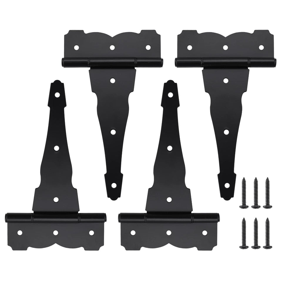 HOME MASTER HARDWARE 8-inch heavy-duty T-strap hinge in black for gates and sheds.