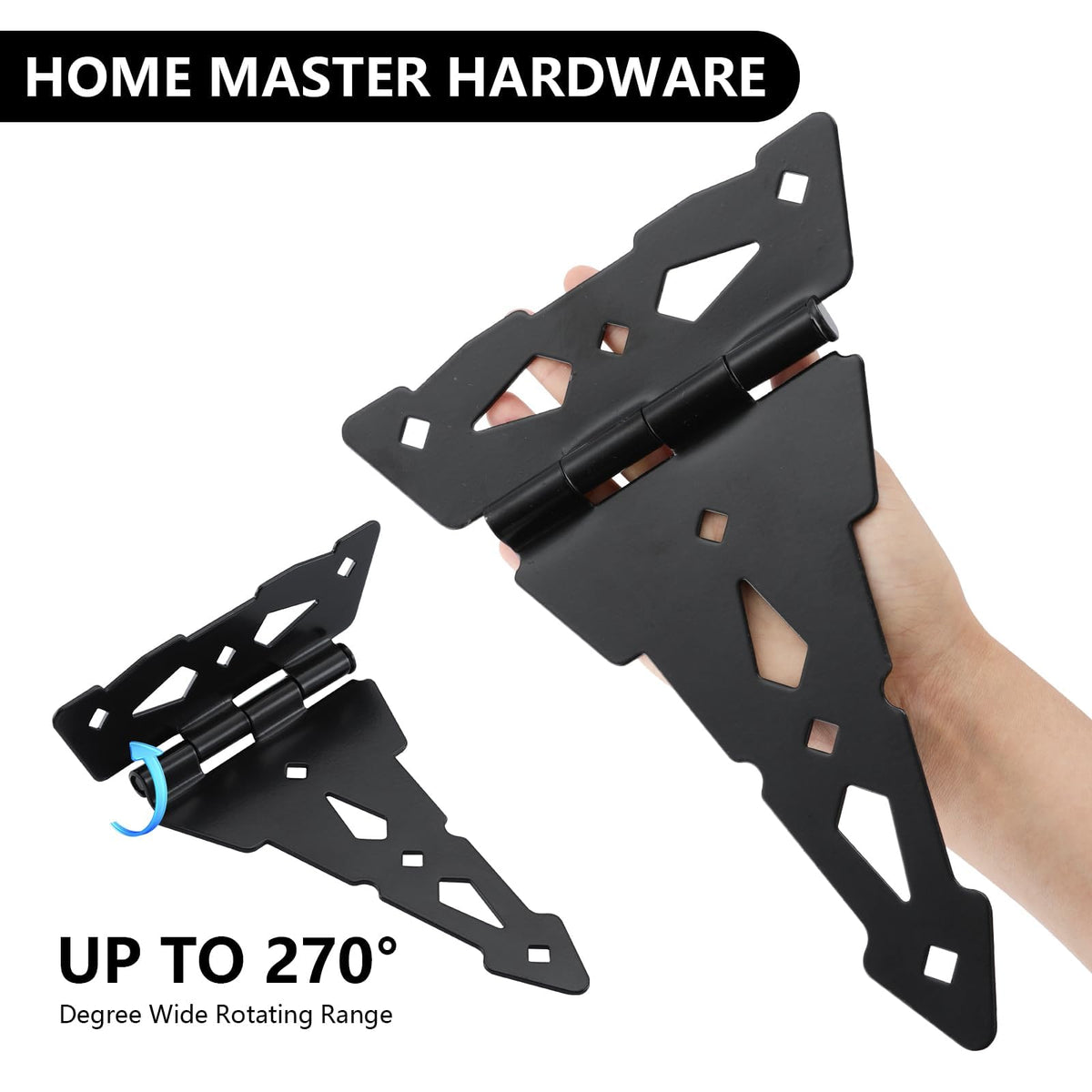 HOME MASTER HARDWARE 8in decorative gate hinge enables smooth gate operation.