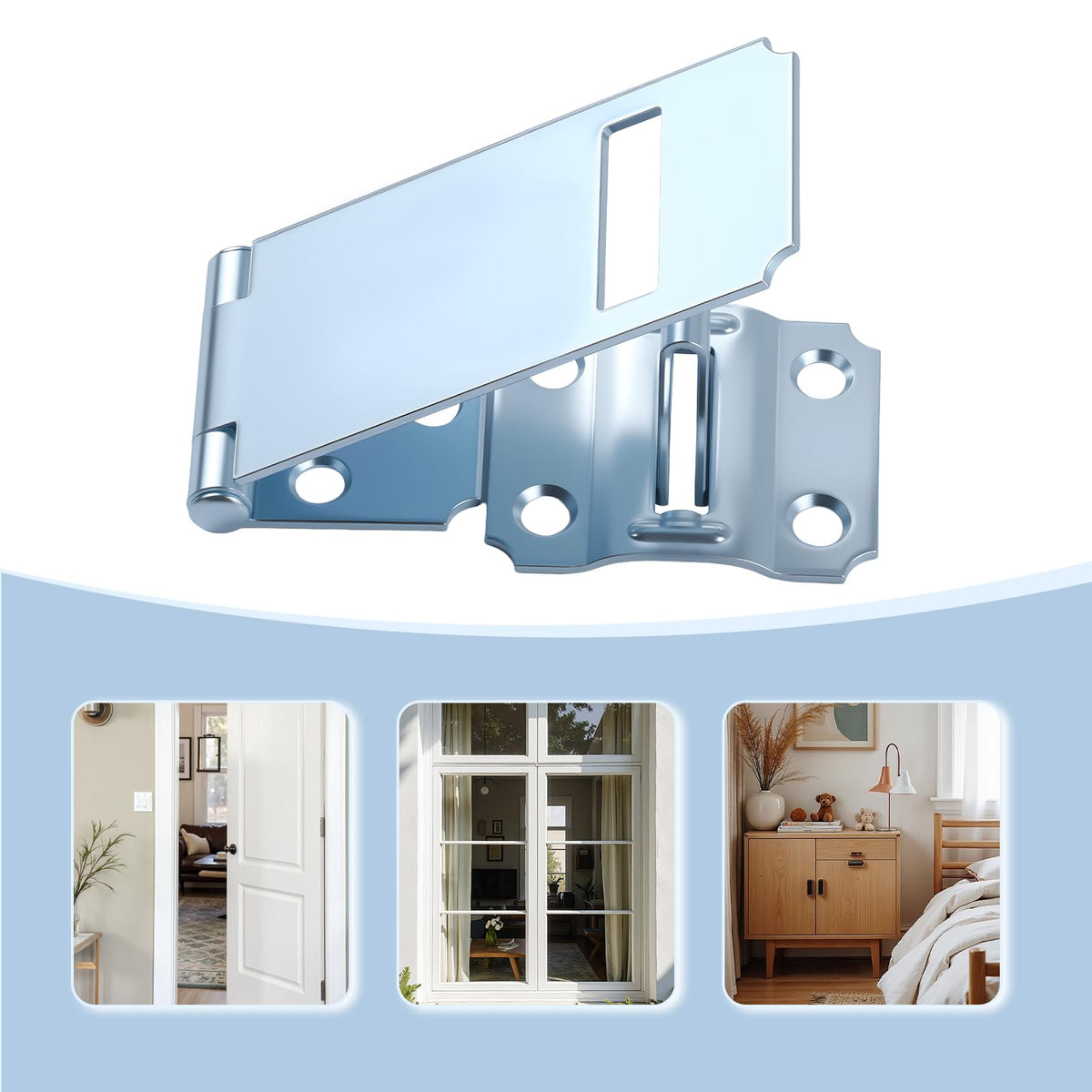 Home Master Hardware adjustable staple hasp for perfect fit.